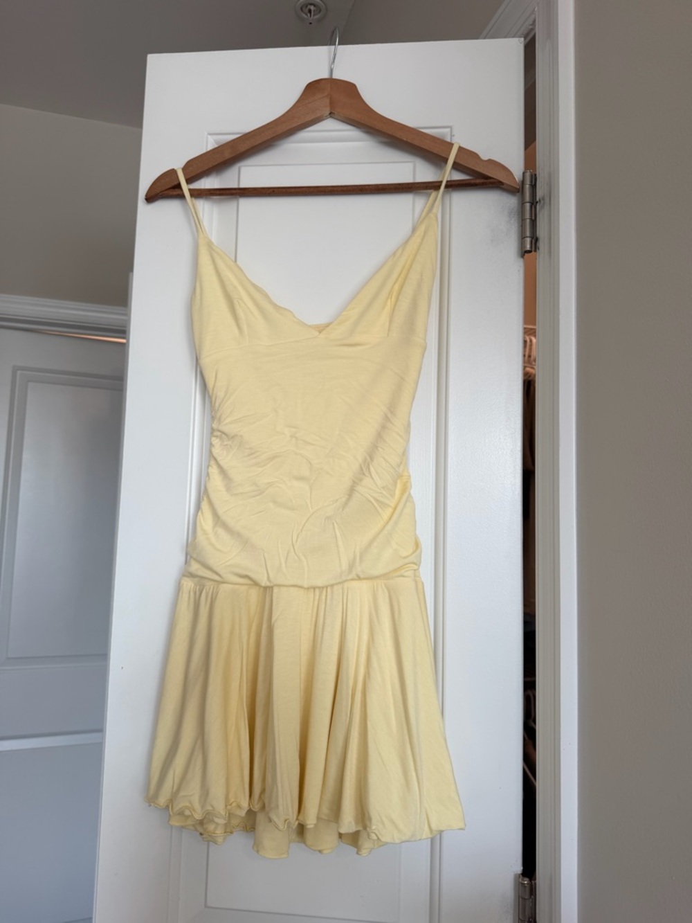 Oh Polly Pale Yellow Spaghetti Strap Mini Dress